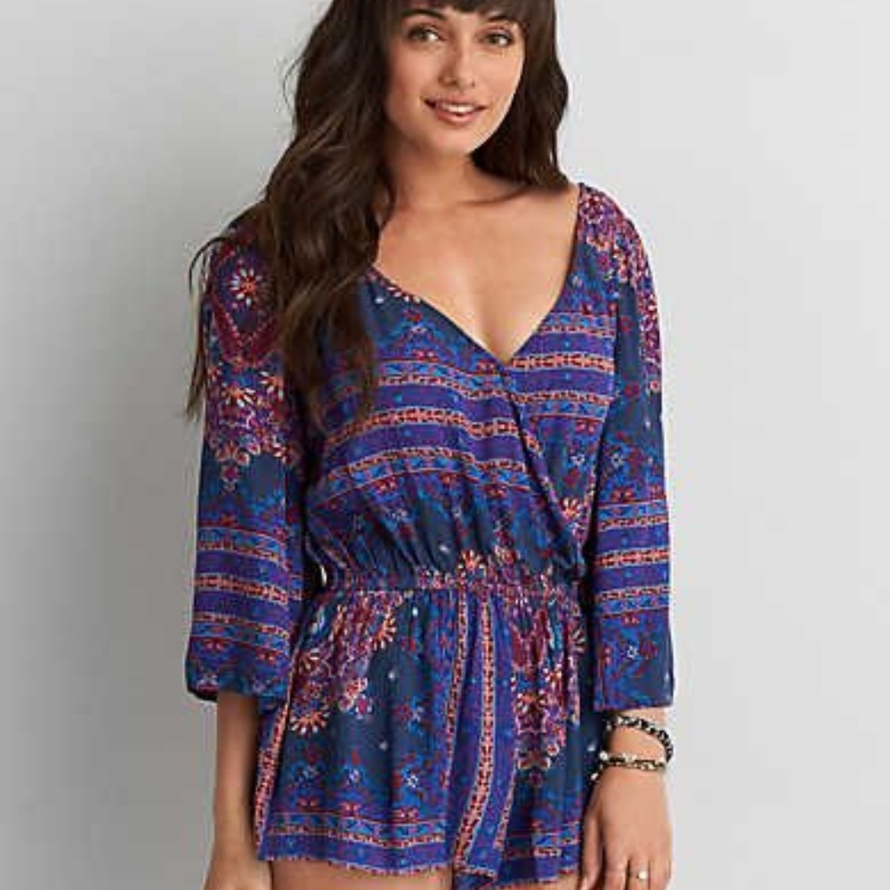 COPY - AEO Romper Large Purple Blue